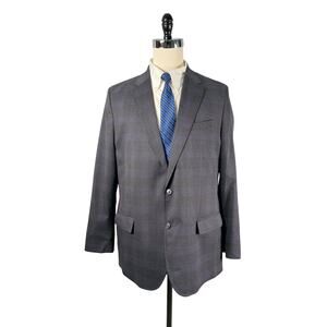 JM Haggar Blazer Suit Separates Mens 46L Tailored Fit Charcoal Blue Plaid